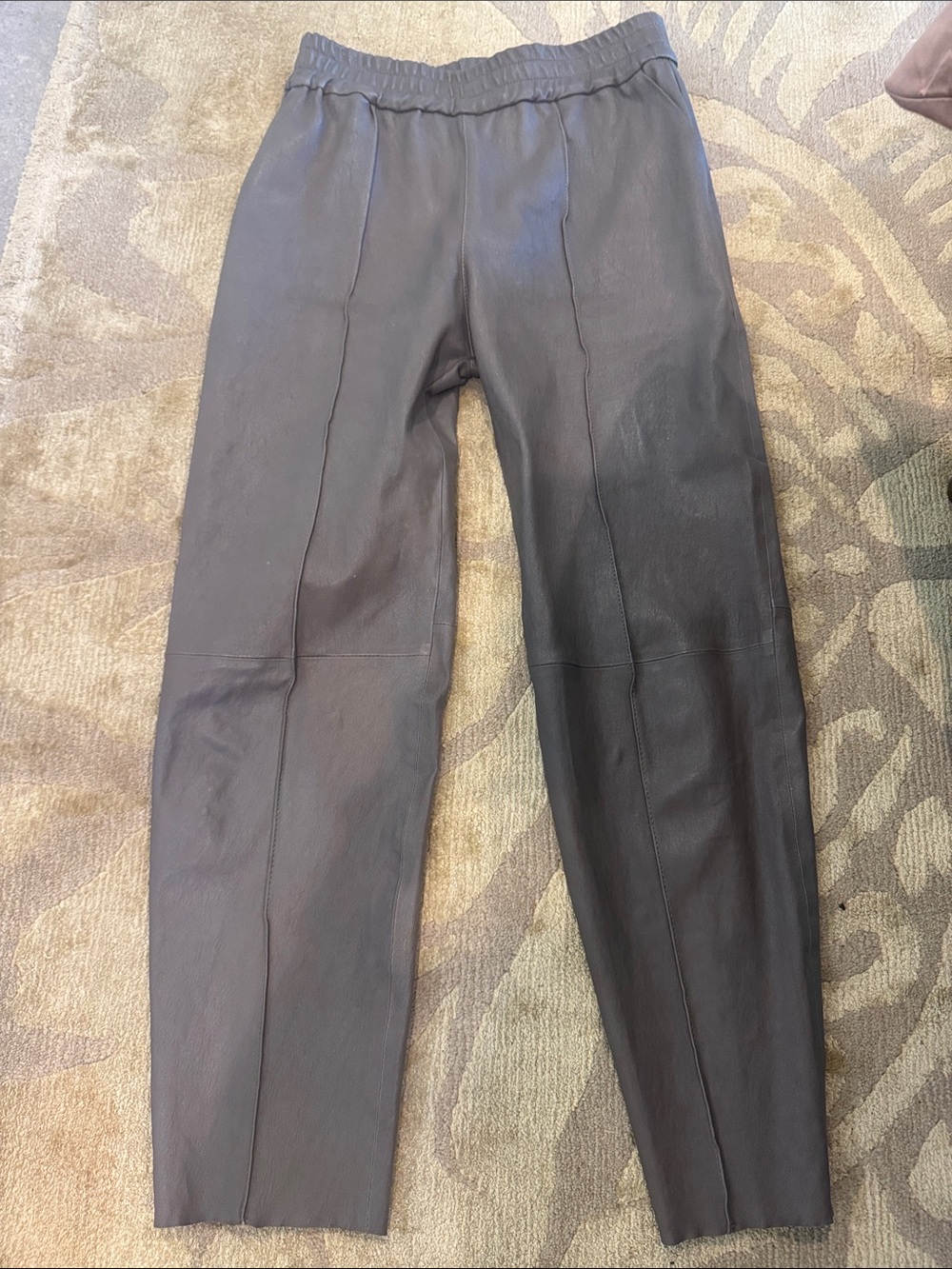 SPRWMN Los Angeles Leather Jogger Tan/Khaki Elastic Waist small